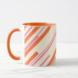 Diagonalen - Rosa, Orange und Creme Tasse