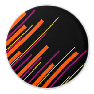 Diagonalen - Schwarz, Pink, Orange und Gelb  Keramikknauf