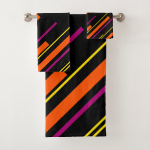 Diagonalen - schwarz, rosa, orange und gelb badhandtuch set
