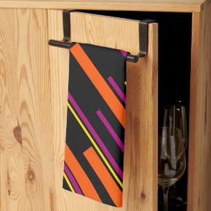 Diagonalen - schwarz, rosa, orange und gelb geschirrtuch