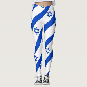 diagonaler blauer Davidsstern striped Weiß Leggings