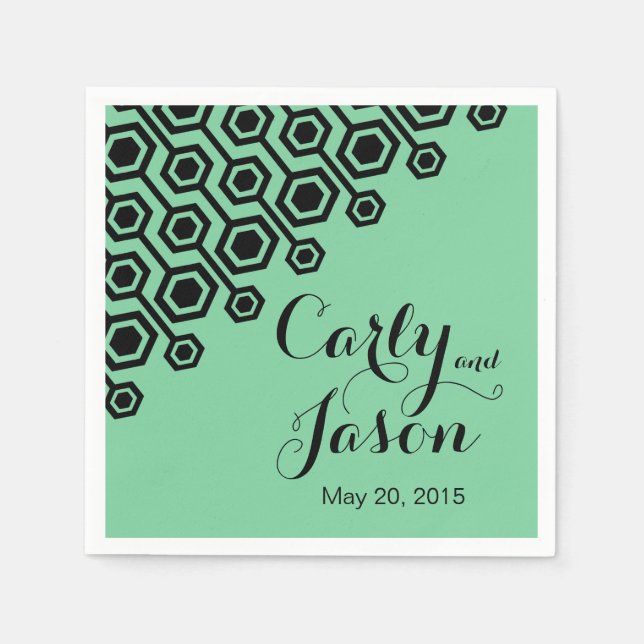 Diagonaler geometrischer Cocktail | Minze Serviette (Vorderseite)