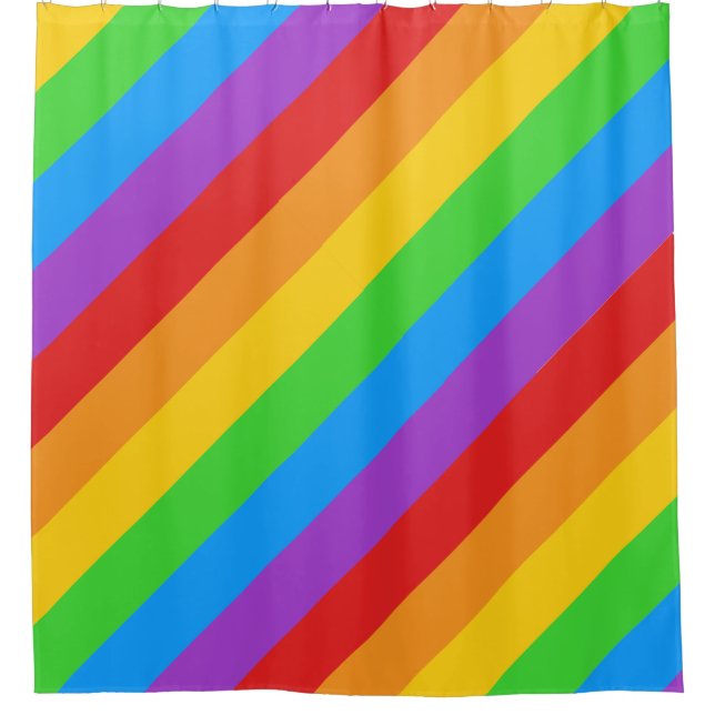 Diagonaler Regenbogen-Duschvorhang: Bold Strip Duschvorhang (Vorderseite)