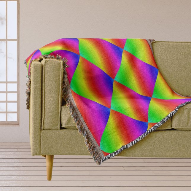Diagonaler Regenbogen rot bis grün Decke (Diagonal Rainbow Gradient Red to Green Throw Blanket)