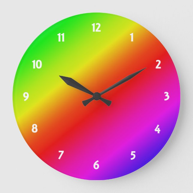 Diagonaler Regenbogen Rot bis Grün Große Wanduhr (Vorderseite)