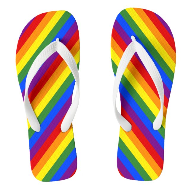 Diagonaler Regenbogenstreifen Muster LGBT-Prix Flip Flops (Fußbett)