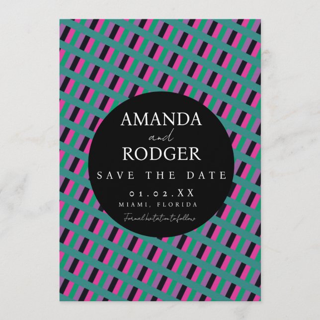 Diagonaler Save-the-Date-Karten mit genähtem Rand  Einladung (Vorderseite)