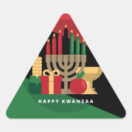 diagonaler Streifen Happy Kwanzaa Dreieckiger Aufkleber