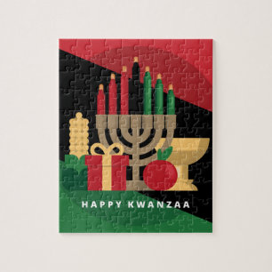 diagonaler Streifen Happy Kwanzaa Puzzle
