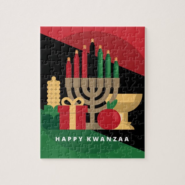 diagonaler Streifen Happy Kwanzaa Puzzle (Vertikal)