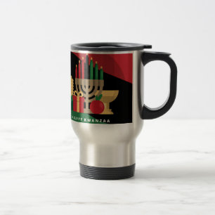 diagonaler Streifen Happy Kwanzaa Reisebecher