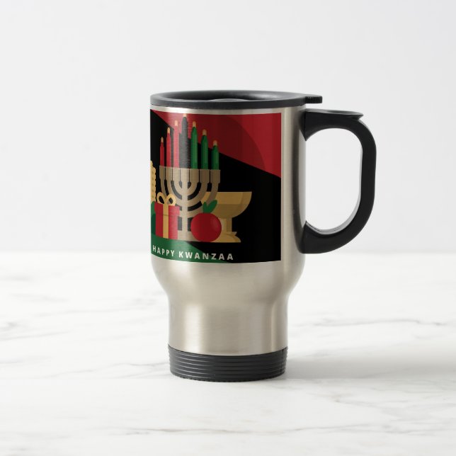 diagonaler Streifen Happy Kwanzaa Reisebecher (Rechts)