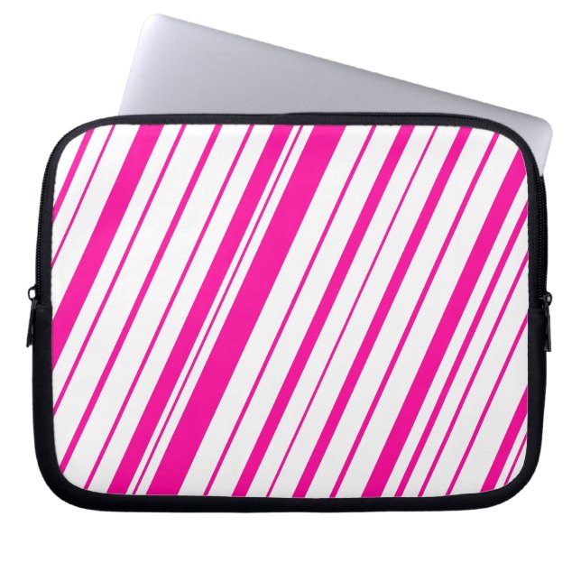 Diagonaler Streifen ~ Hot Pink Laptopschutzhülle (Vorderseite)