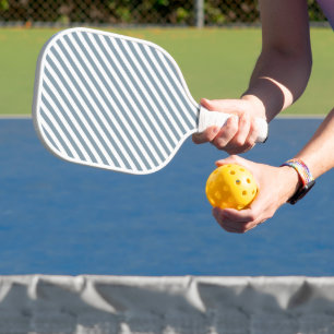 Diagonales blau-weiß gestreiftes Muster Pickleball Schläger