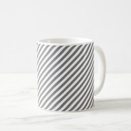Diagonales grau-weiße Streifenmuster Kaffeetasse