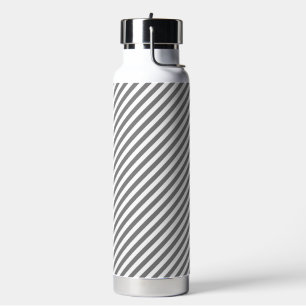 Diagonales grau-weißes Streifenmuster Trinkflasche