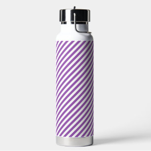Diagonales lila-weiß gestreiftes Muster Trinkflasche