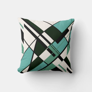 Diagonales Mosaik in Grün Weiß Schwarz Kunstmotiv  Kissen