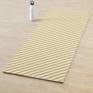 Diagonales Muster aus goldgelben und weißen Streif Yogamatte