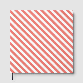 Diagonales Muster aus rosa und weißen Streifen Gästebuch