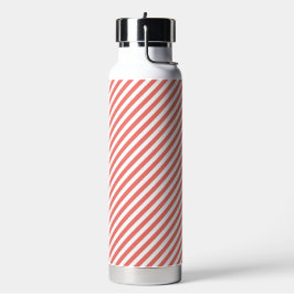 Diagonales Muster aus rosa und weißen Streifen Trinkflasche