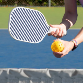 Diagonales Muster mit navyblauen und weißen Streif Pickleball Schläger