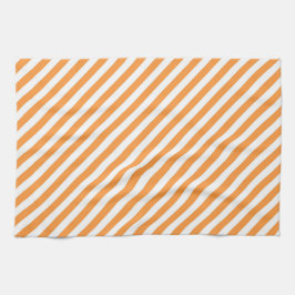 Diagonales orange-weiße Streifenmuster Geschirrtuch