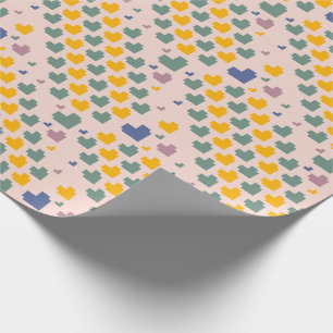 Diagonales Pixel-Herz-Muster Geschenkpapier