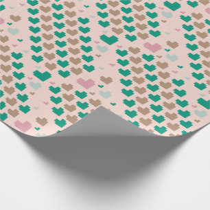 Diagonales Pixel-Herz-Muster Geschenkpapier