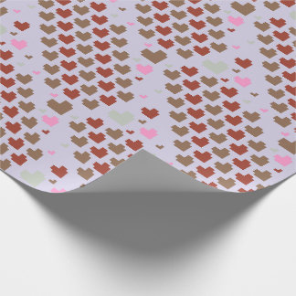 Diagonales Pixel-Herz-Muster Geschenkpapier