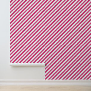Diagonales rosa-weiß gestreiftes Muster Tapete