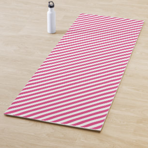 Diagonales rosa-weiße Streifenmuster Yogamatte