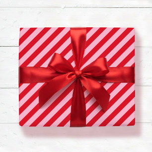 Diagonales Streifenmuster Rot Pink Breiter Streife Geschenkpapier