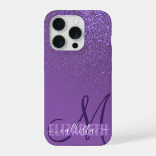 Diagonales violettes Purpur Glitter Farbverlauf Om iPhone 15 Pro Hülle