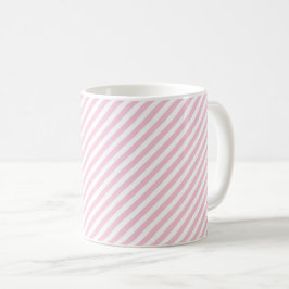 Diagonales weißes und rosa Streifenmuster Kaffeetasse