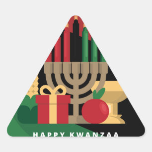 Diagonalstreifen Happy Kwanzaa Triangle Sticker