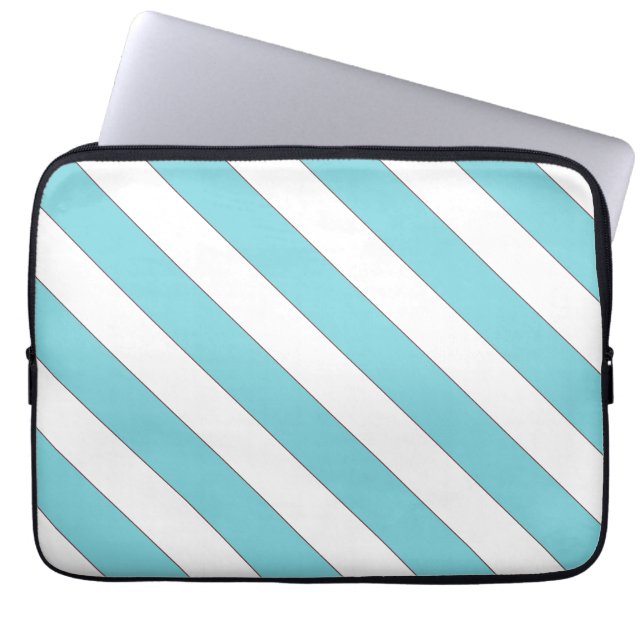 Diagonalstreifen hellblau laptopschutzhülle (Vorderseite)