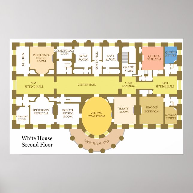 Diagram of the Second Floor of the White House Poster (Vorne)
