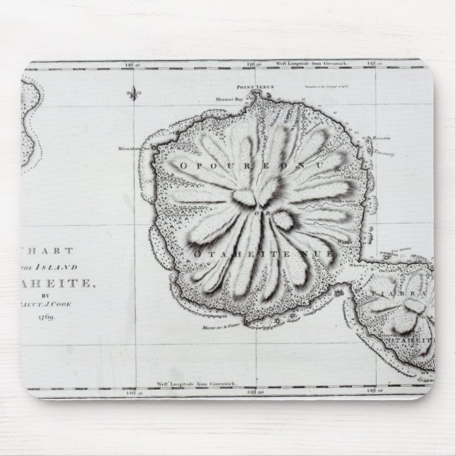 Diagramm der Insel Otaheite, 1769 Mousepad (Vorne)