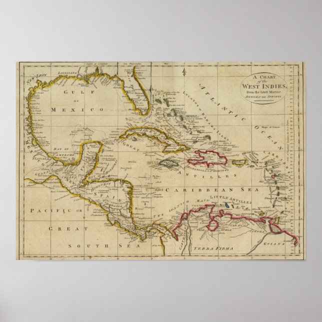 Diagramm der Westindischen Inseln 2 Poster (Vorne)