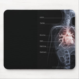 Diagramm des Atmungssystems und des Herzens Mousepad
