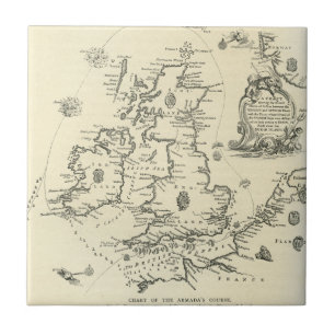 Diagramm des Kurses der spanischen Armada Fliese
