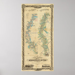 Diagramm des unteren Fluss Mississipi Poster