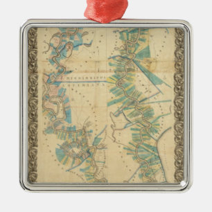 Diagramm des Unterlauf des Mississippi Silbernes Ornament
