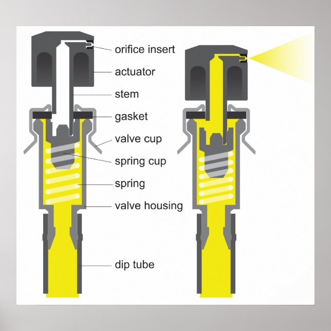 Diagramm eines Aerosol-Sprühventil Poster (Vorne)
