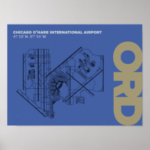 Diagramm-Plakat Chicagos O'Hare Flughafen-(ORD) Poster