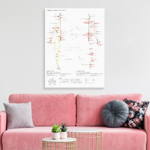 Diagramm Schema chinesische Meridiane menschlicher Leinwanddruck