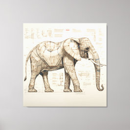 Diagrammatic African Elephant Canvas Print Leinwanddruck