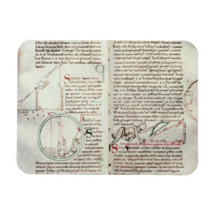 Diagramme der Maße und des Textes (Pergament) Magnet