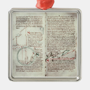 Diagramme der Maße und des Textes (Pergament) Silbernes Ornament